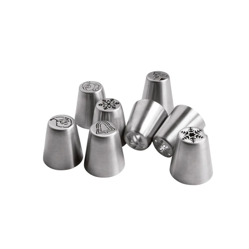 LOT DE 8 DOUILLES INOX DECORS NOËL