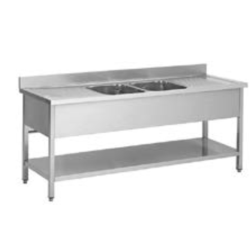 PLONGE INOX 2000X600X850 2 BACS 2 EGOUTTOIRS