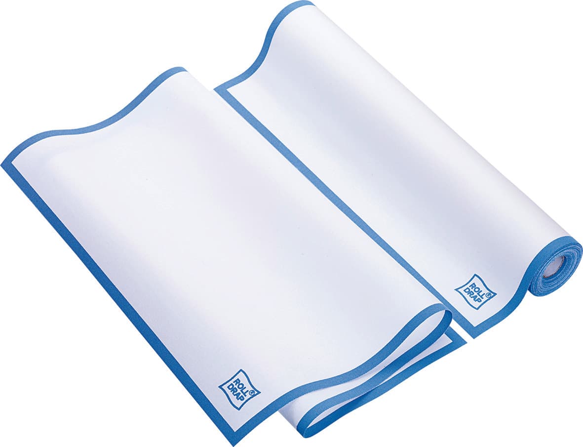 ROULEAU DE 10 TORCHONS PREDECOUPES BLANC/BLEU - 400x640 MM
